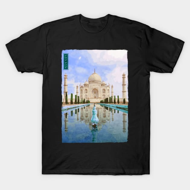 Taj Mahal - Black T-Shirt by Thor Reyes